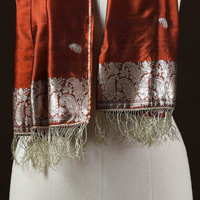 Orange - brocade handloom pure silk banarasi stole