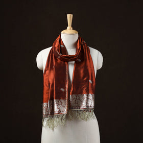Orange - brocade handloom pure silk banarasi stole