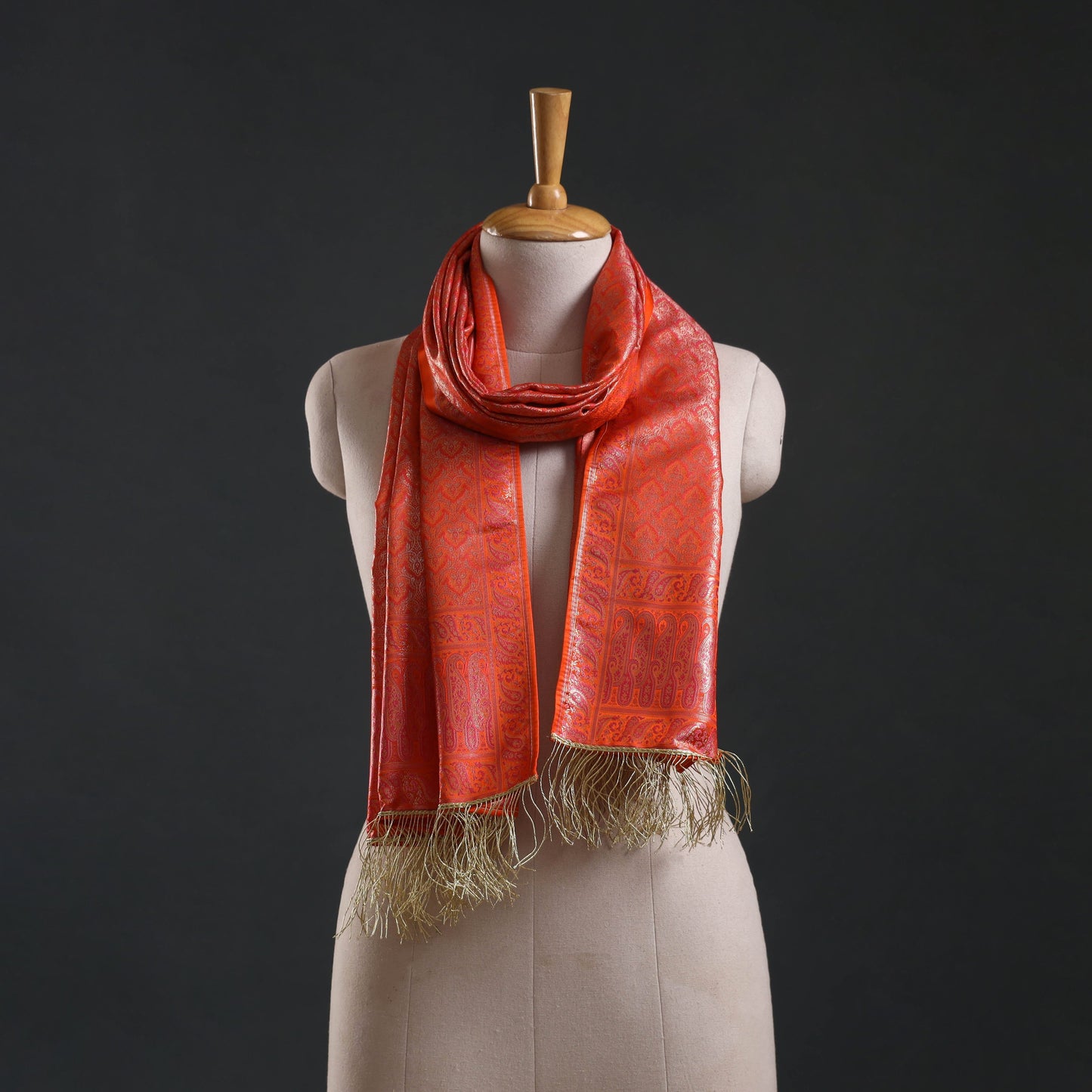 Brocade handloom semi silk banarasi stole 05 - handcrafted