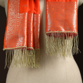 Brocade handloom semi silk banarasi stole 19 - handcrafted