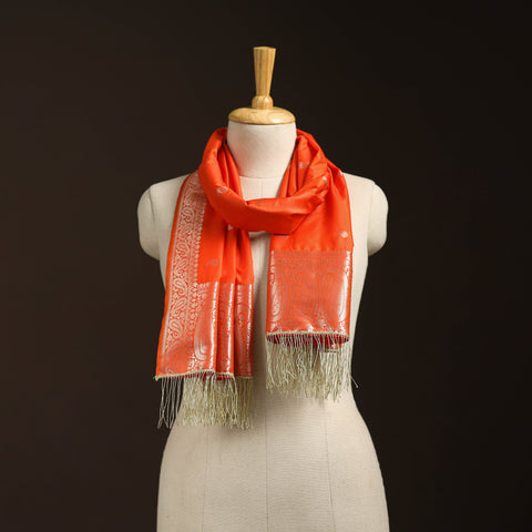 Brocade handloom semi silk banarasi stole 19 - handcrafted