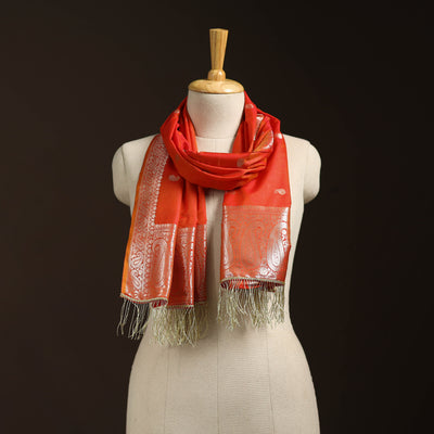 Brocade handloom semi silk banarasi stole 20 - handcrafted