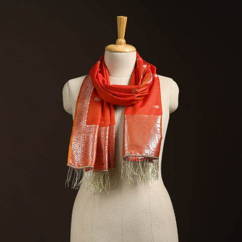 Brocade handloom semi silk banarasi stole 20 - handcrafted