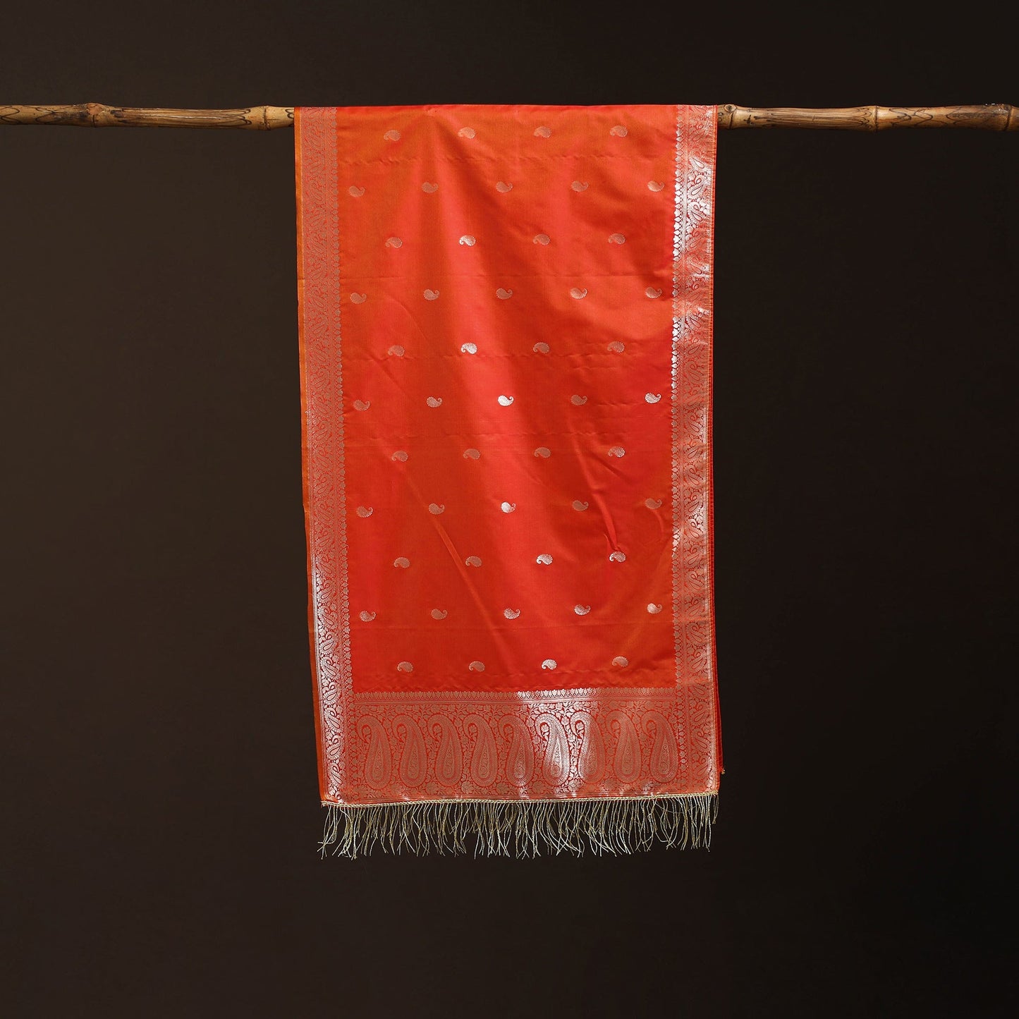 Brocade handloom semi silk banarasi stole 20 - handcrafted