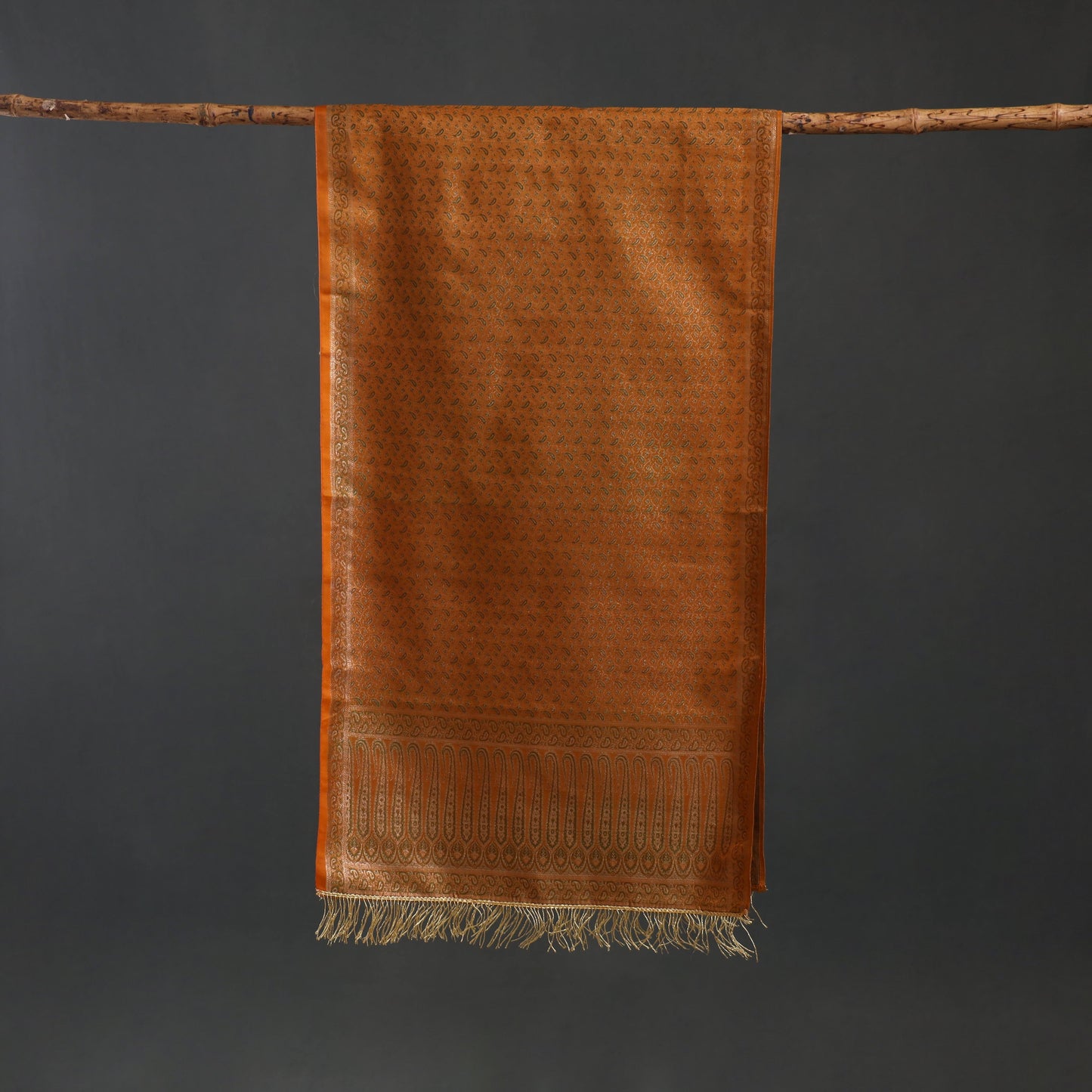 Brocade handloom semi silk banarasi stole 22 - handcrafted
