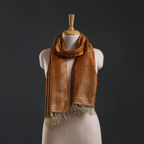 Brocade handloom semi silk banarasi stole 22 - handcrafted