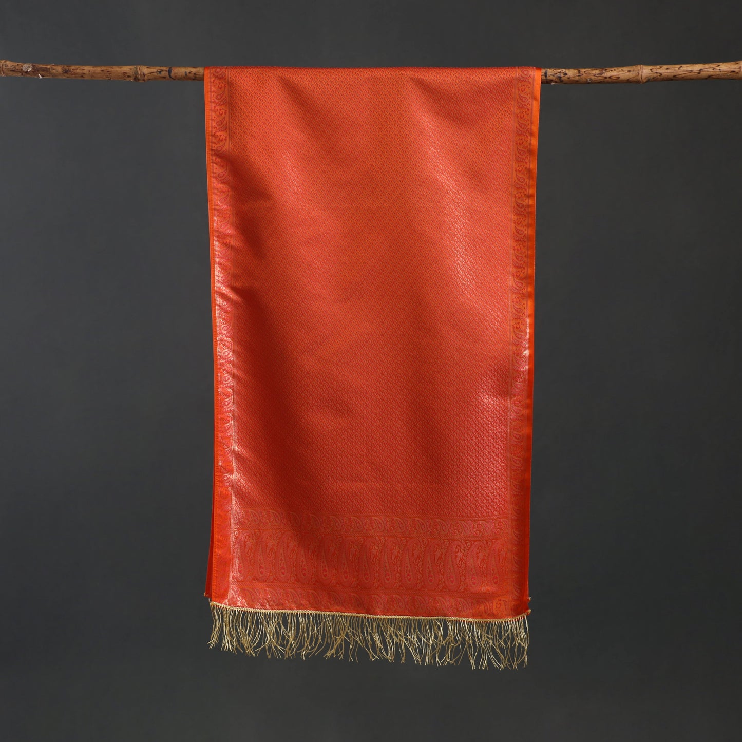 Brocade handloom semi silk banarasi stole 29 - handcrafted