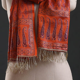 Brocade handloom semi silk banarasi stole 35 - handcrafted