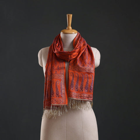 Brocade handloom semi silk banarasi stole 35 - handcrafted