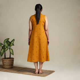 Orange Button Down Cotton Jacquard Dress