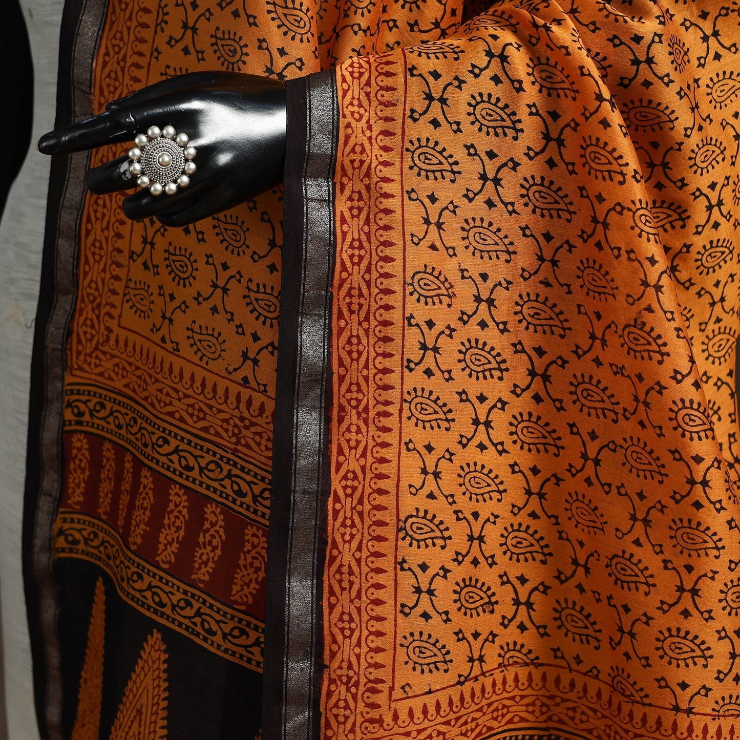 Chanderi silk bagh natural dyed dupatta with zari border 43