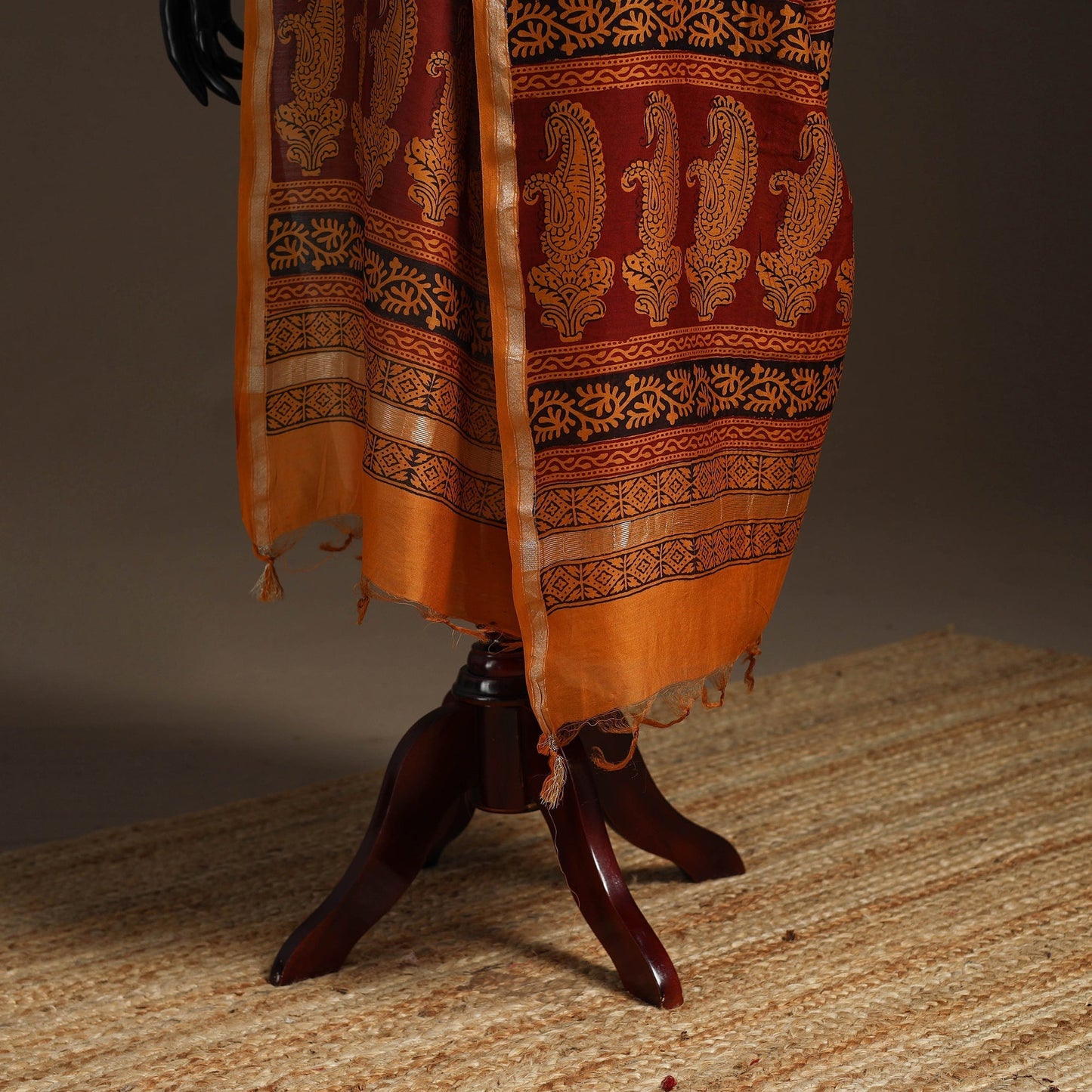 Chanderi silk bagh natural dyed dupatta with zari border 42