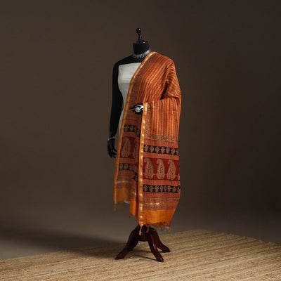 Chanderi silk bagh natural dyed dupatta with zari border 41