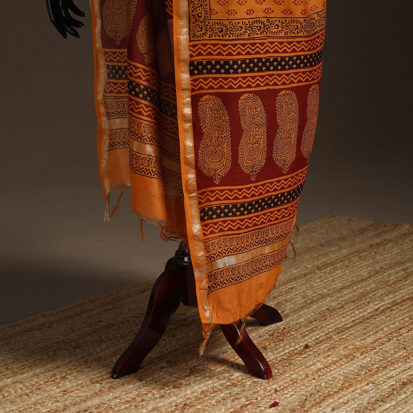 Chanderi silk bagh natural dyed dupatta with zari border 40