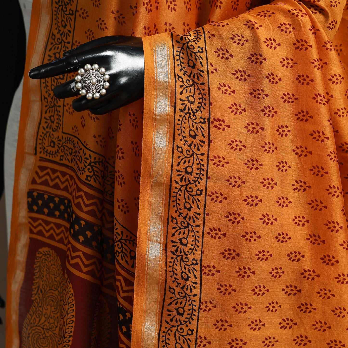 Chanderi silk bagh natural dyed dupatta with zari border 40