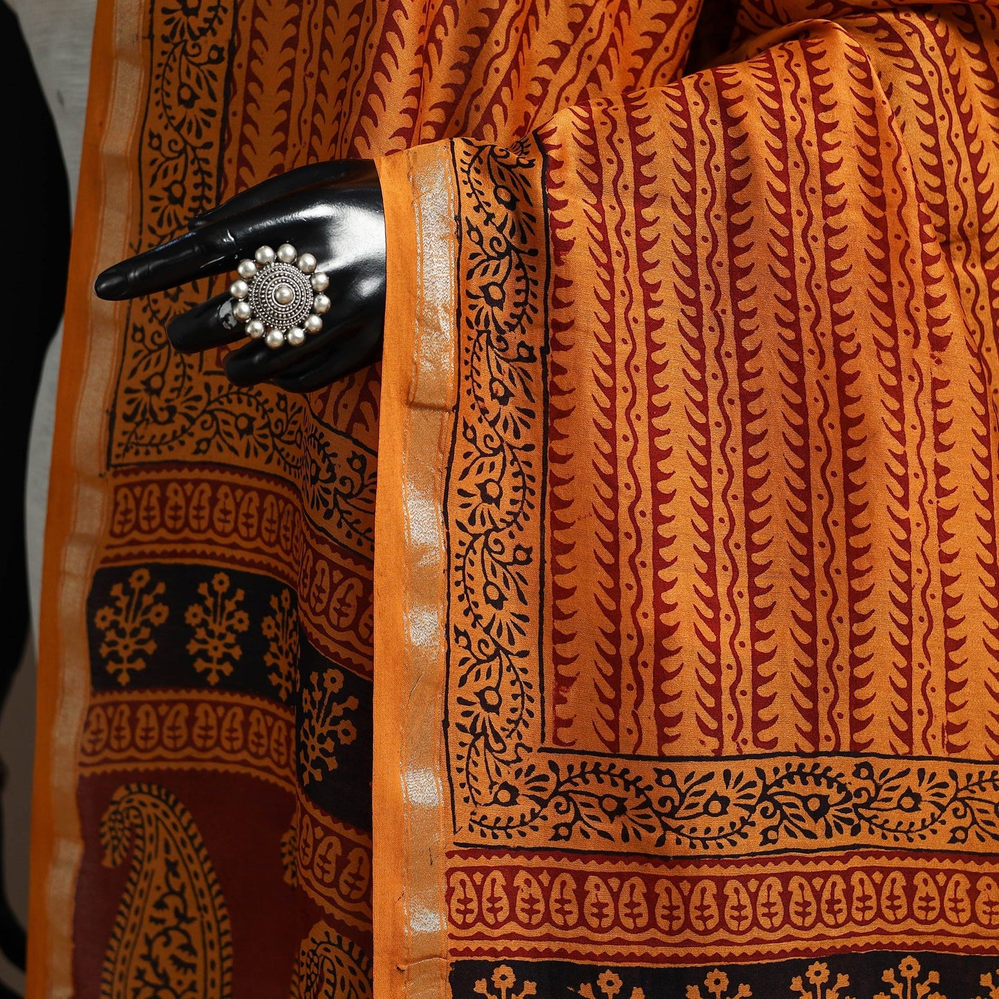 Chanderi silk bagh natural dyed dupatta with zari border 41