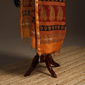 Chanderi silk bagh natural dyed dupatta with zari border 41