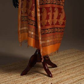 Chanderi silk bagh natural dyed dupatta with zari border 42