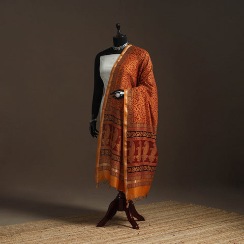 Chanderi silk bagh natural dyed dupatta with zari border 42