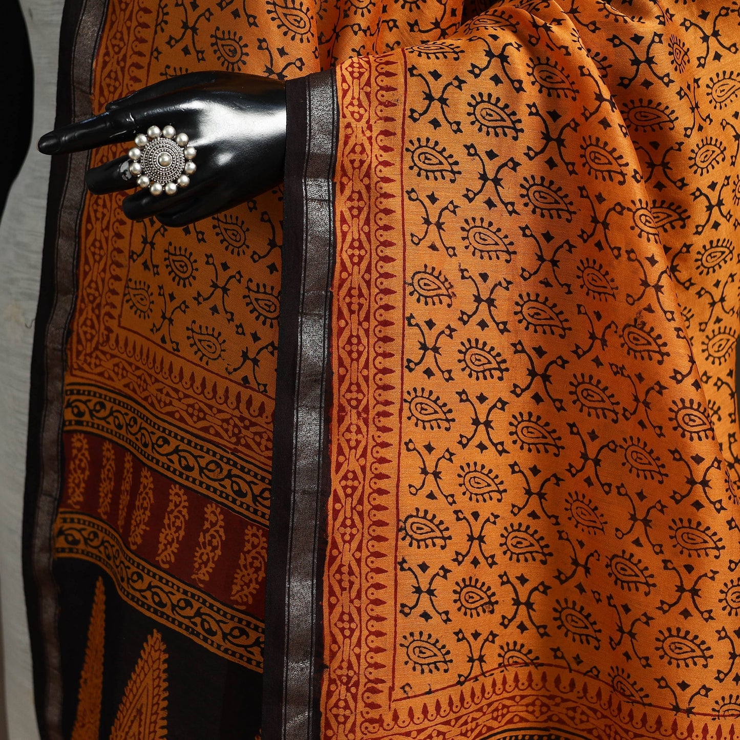 Chanderi silk bagh natural dyed dupatta with zari border 43