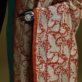 Orange - chanderi silk hand bagru dupatta with zari border