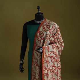 Orange - chanderi silk hand bagru dupatta with zari border