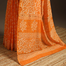 Chanderi silk hand bagru saree with zari border 27