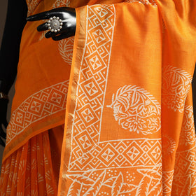 Chanderi silk hand bagru saree with zari border 27