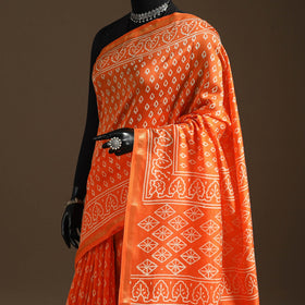 Chanderi silk hand bagru saree with zari border 28