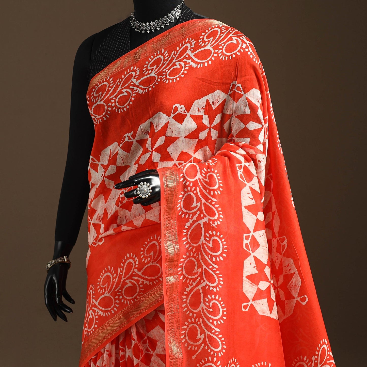 Chanderi silk hand batik saree 12 - handcrafted