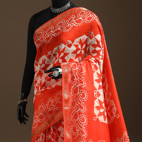 Chanderi silk hand batik saree 12 - handcrafted