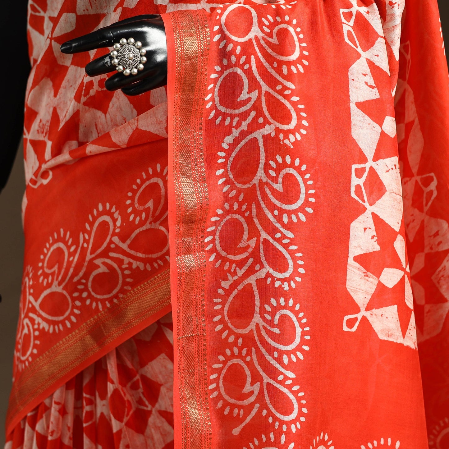 Chanderi silk hand batik saree 12 - handcrafted