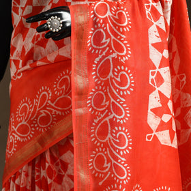 Chanderi silk hand batik saree 12 - handcrafted