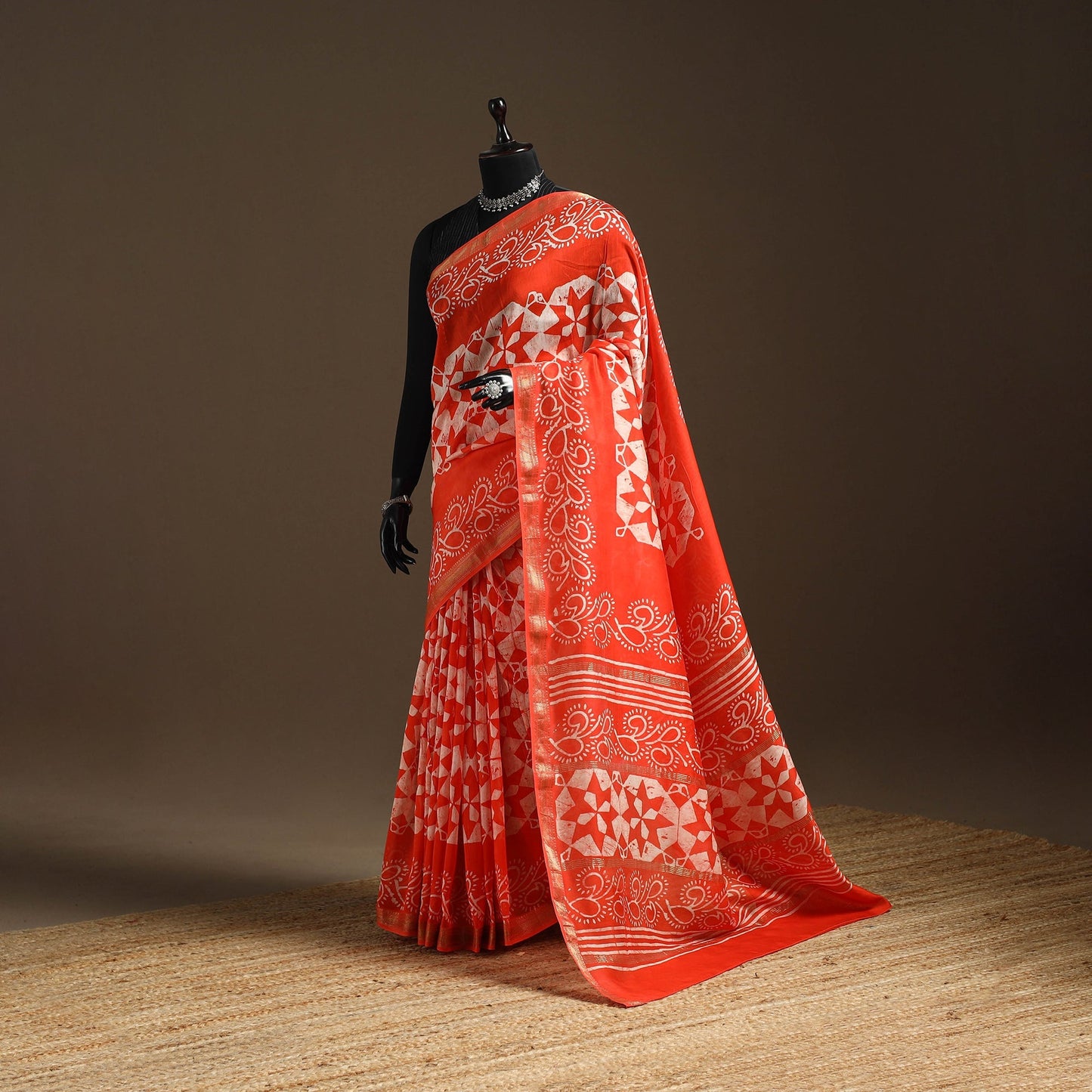 Chanderi silk hand batik saree 12 - handcrafted