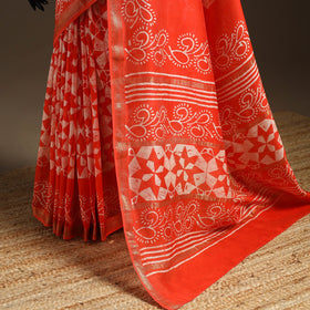 Chanderi silk hand batik saree 12 - handcrafted