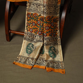 Chanderi silk hand block bagru print 3pc unstitched dress