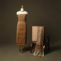 Chanderi silk hand block bagru print 3pc unstitched dress