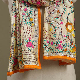 Buy Chanderi Silk Hand Embroidered Stole