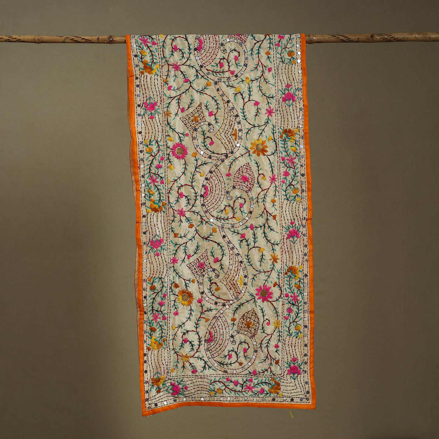 Buy Chanderi Silk Hand Embroidered Stole