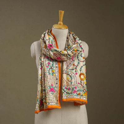 Buy Chanderi Silk Hand Embroidered Stole