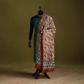 Orange - chanderi silk hand bagru dupatta with zari border