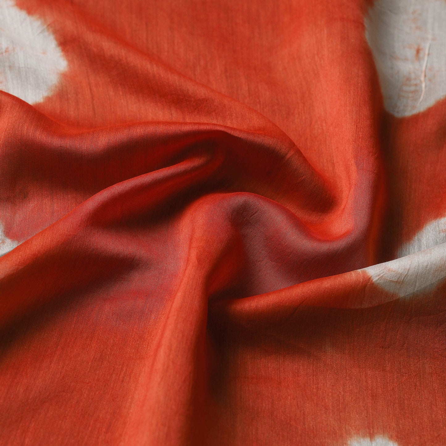 Buy Orange Chanderi Silk Shibori Tie-Dye Fabric Online