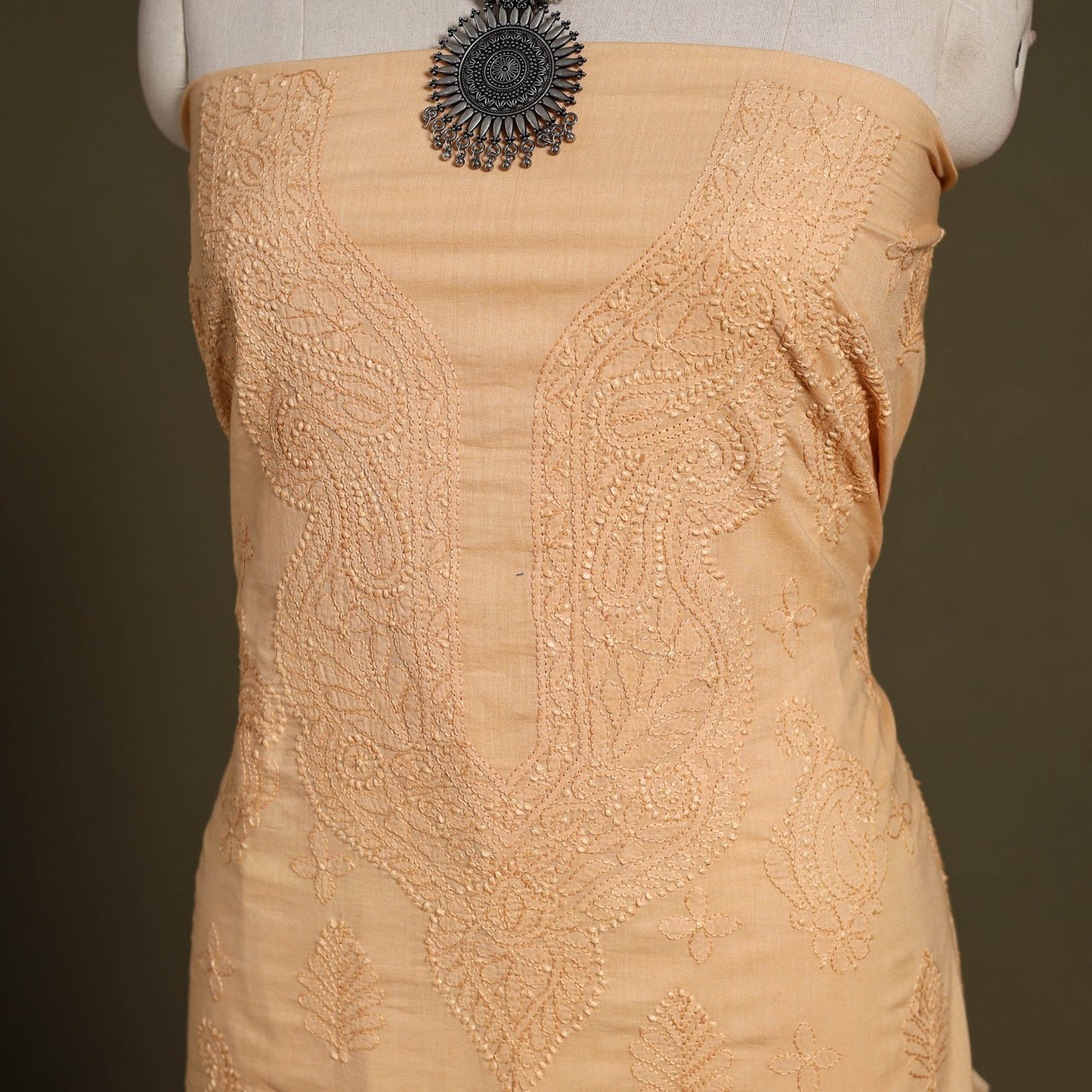 Chikankari Hand Embroidery Mul Cotton Kurta Material