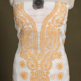 Chikankari Tepchi Hand Embroidery Kota Cotton Kurta Material