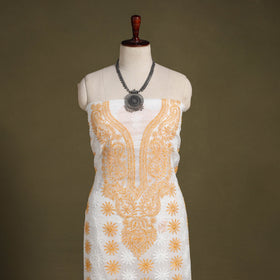 Chikankari Tepchi Hand Embroidery Kota Cotton Kurta Material