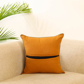 Orange Block Print Cotton Bagh Cushion Cover