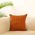 Orange Block Print Cotton Bagh Cushion Cover