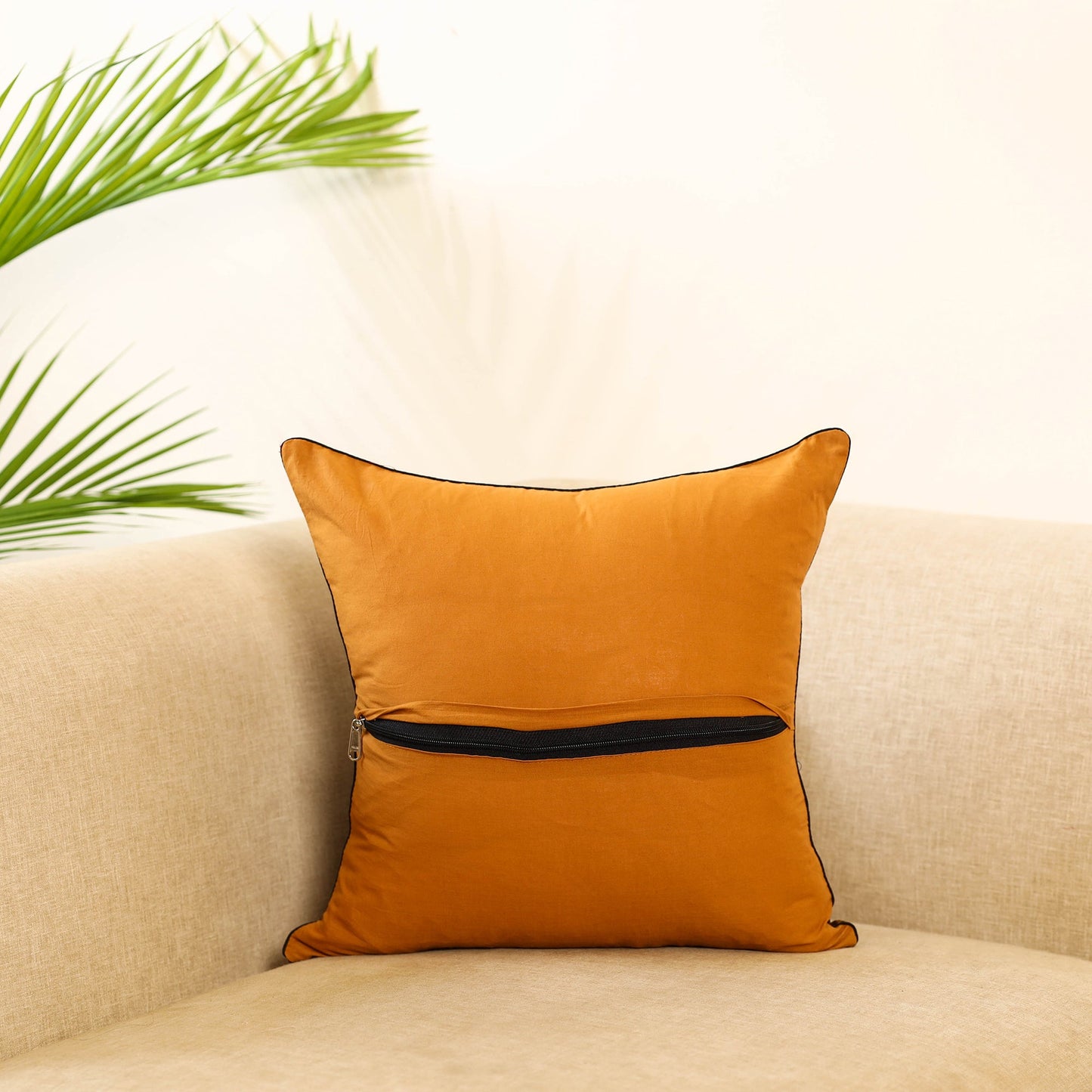 Orange - cotton bagh cushion cover 08 - handcrafted