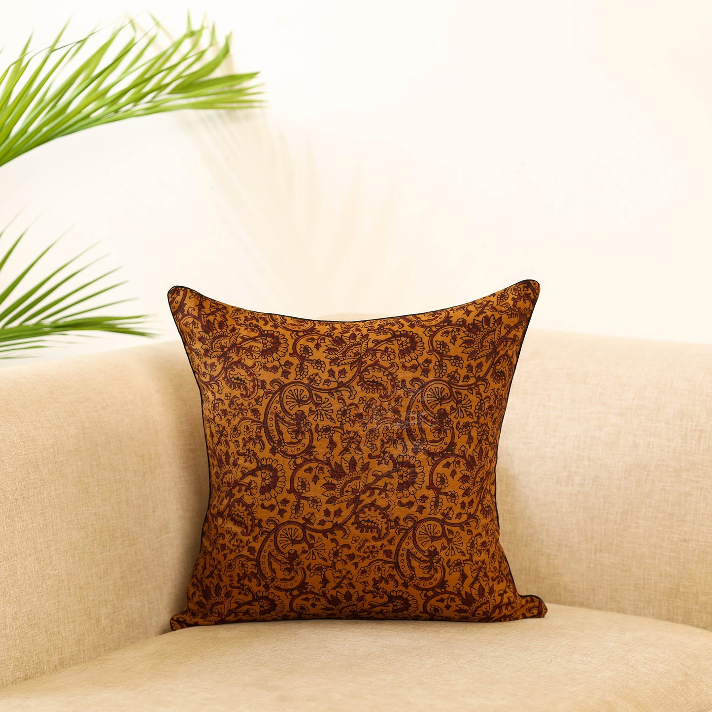 Orange - cotton bagh cushion cover 08 - handcrafted