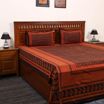Orange - cotton bagh double bedsheet with pillow covers 20